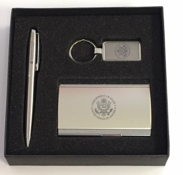 Executive Gifts, Set of 3 - Pen, Business Card Case, Key Holder/DOS Logo