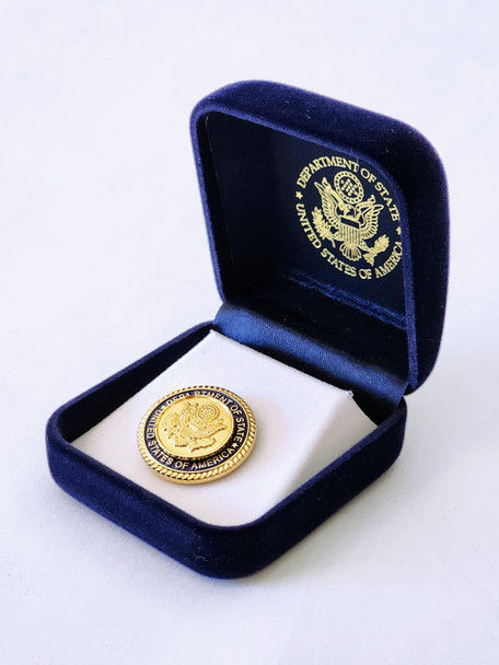 3D DOS Gold or Silver Lapel Pin -Tie Tac in Navy Presentation Box