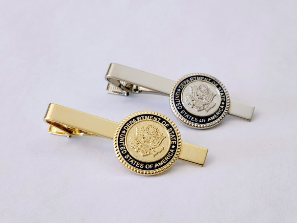 3D DOS Tie Bar - Gold Plated or Silver Plated/Silk organza Pouch