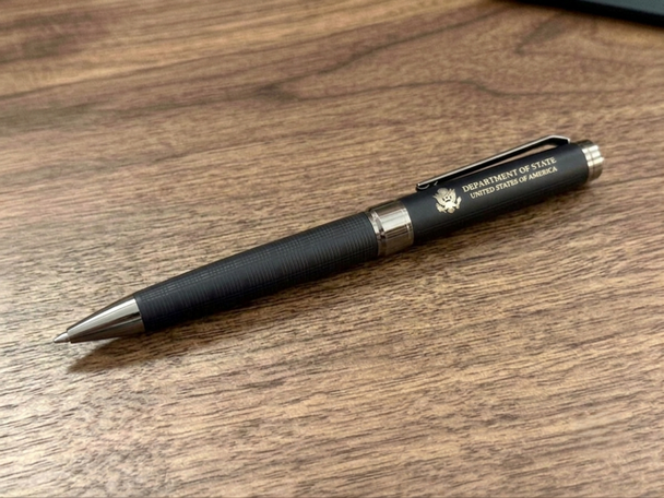 New! Classic Black Ballpoint or Rollerball Pen/DOS Logo engraved with Presentation Box
