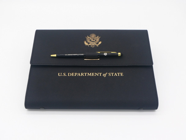 New! PU Leather Journal, 6 Ring Binder Refillable with Pen Holder/DOS Logo