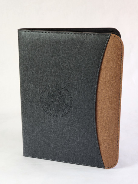 2025 New Two-Tone Black/Brown Luxury PU Portfolio with Zipper/DOS Logo Debossed