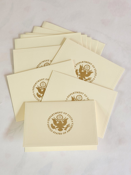 5 Embossed Bevel Frame design -  Raised Gold DOS Folding Notecards with 5 Envelopes