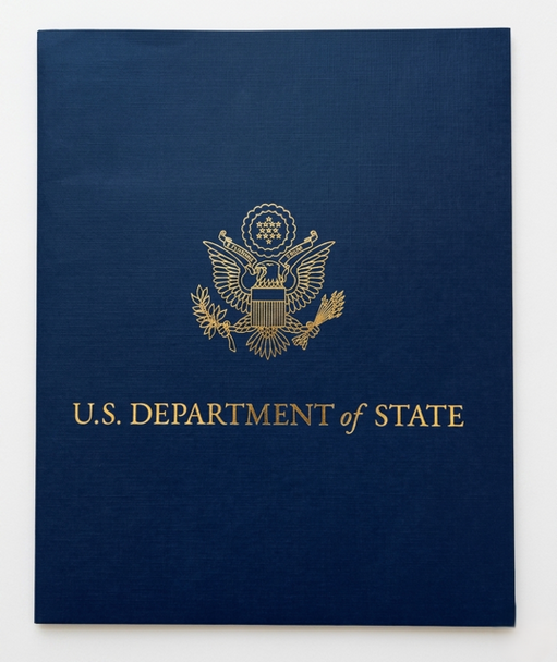 Navy Blue DOS Reinforced Presentation Folder - Gold foiled-stamped