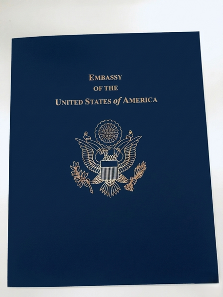 Embassy Grant Award Certificate, Standard 9" x 12" Portrait - Gold foil-stamped Logo & Texts