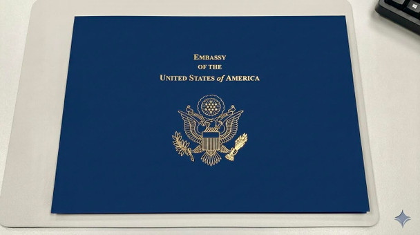 Embassy Grant Award Certificate, 12" x 9" Standard Landscape - Gold foil-stamped Logo & Texts