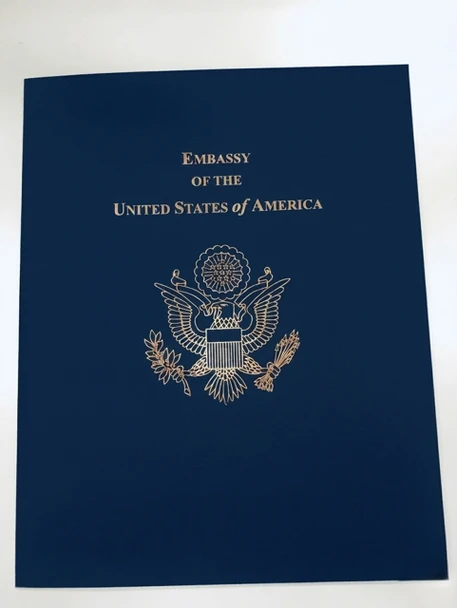 EMBASSY Certificate Holder, LARGE Portrait  11.5" x 15.25" - Gold foil-stamped GS Logo & Text