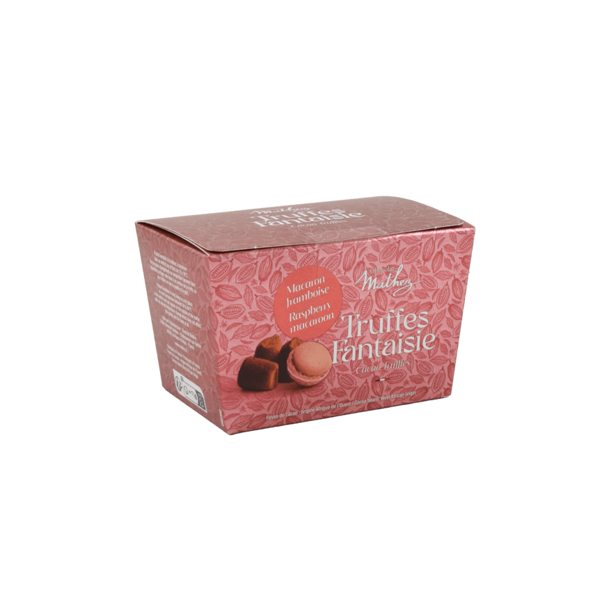 Mathez Cocoa-Powdered Chocolate Truffles with Raspberry Macaron