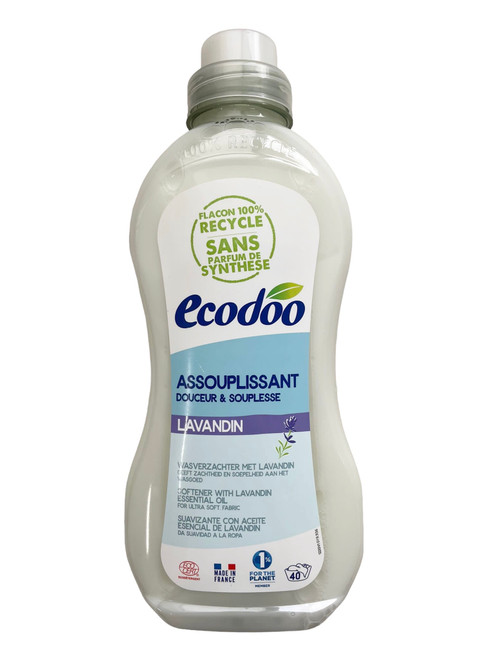 A 1000 milliliter bottle of laundry softener with lavandin, from Ecodoo.