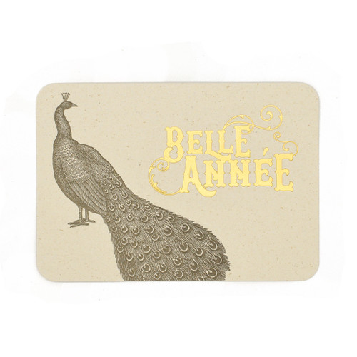 Belle Année Peacock Greeting Card