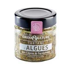 A 100 gram jar of Groix & Nature seaweed tartare with capers and pickles.