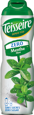 A 60 centiliter metal bottle of sugar-free mint syrup from Teisseire.