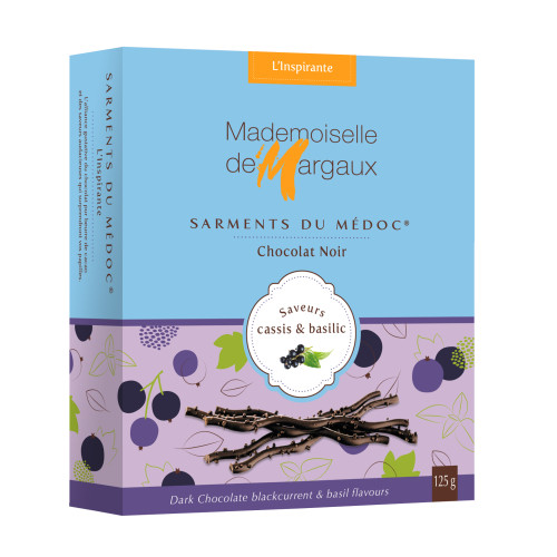 Mademoiselle de Margaux Sarments du Médoc Dark Chocolate Twigs with Blackcurrant & Basil 125g