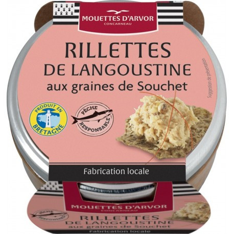 A 125 gram jar of langoustine rilletes with tigernut seeds from Les Mouettes d'Arvor.