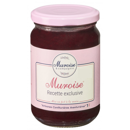 A 350 gram jar of Muroise & Co's muroise (blackberry and raspberry) preserves.