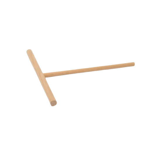 A wooden crêpe spreader from Ah! Table. It resembles a squeegee in design.