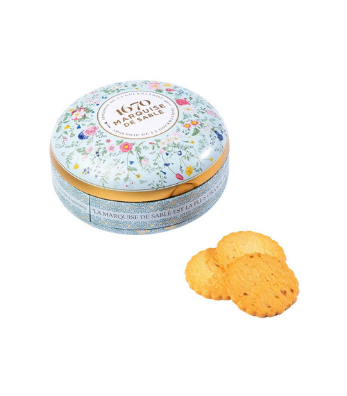 La Sablésienne Butter Cookies with Caramel Chips in Bouquet Sauvage Tin 175g