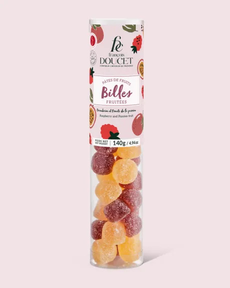 François Doucet Raspberry & Passion Fruit Pâte de Fruits "Marbles" (Fruit Jellies) 140g