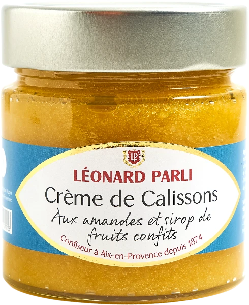 A 300 gram jar of cream of calisson (Provence's signature delicacy).
