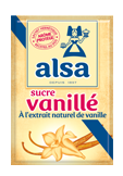 A 53 gram sleeve containing 7 packets of vanilla cane sugar from Alsa.