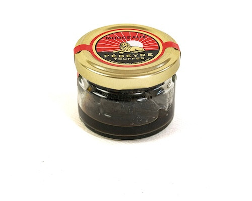 A 12.5 gram jar of Pébeyre's black truffle pieces.