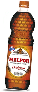 A 50 centiliter bottle of original flavored Melfor, a brown vingegar.