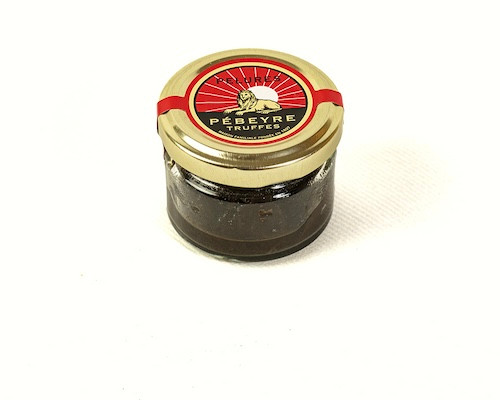 A 12.5 gram jar of Pébeyre's black truffle peelings.
