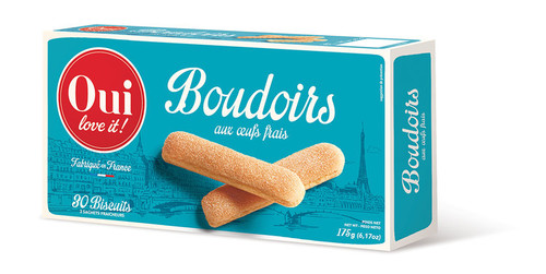 A 175 gram box of boudoirs, or hard ladyfingers, from "Oui Love It."