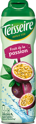 A 60 centiliter metal bottle of passion fruit syrup from Teisseire.