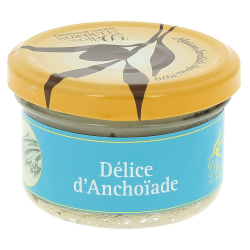 A 90 gram jar of anchoïade, or anchovy cream, from Les Délices du Lubéron.