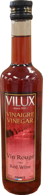 A 50 centiliter bottle of Vilux red wine vinegar.