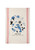 A tea towel from Reine Mère printed with the word "hiver" in bold black text. Around the text are items associated with winter, drawn in blue: a lobster, a radish, a piece of holly, a snowflake, etc.