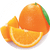 An intact orange next to a pair of orange slices.