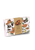 A box containing 12 Florentine cookies, covered in milk chocolate and caramel, from Maison de Florentins. The box depicts a colored pastiche of bees crawling across a foreground of split cacao fruit, oranges, and honey dippers.