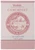 A "Camembert" style tea towel from Coucke. The towel has a cream background with faded red stripes at the border. In the center is a seal that would typically go on a cheese wheel: it depicts a farmer next to a cow and says, "Camembert extra fin: fromage de Normandie."