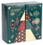 A square teal "duo" advent calendar with organic tea from Provence d'Antan. The calendar is in two clear segments and the front features an abstract Christmas tree with segments of various patterns.