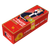 A "pencil tin" containing 200 grams of palets de Pont-Aven, thick butter cookies, from Traou Mad. The tin is a crimson red and has an illustration of a couple dramatically holding each other.