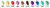 The various chocolate eggs in a rainbow row of colored foil. The flavors are labeled from left to right: milk chocolate eggs praline hazelnut, dark chocolate eggs gianduja, dark chocolate eggs hazelnut praline, white chocolate eggs hazelnut praline, milk chocolate eggs praline almond pieces, dark chocolate eggs gianduja caramel and salt, dark chocolate eggs gianduja crispy crepe, milk chocolate eggs coconut ganache, dark chocolate eggs hazelnut pieces, and milk chocolate eggs gianduja.