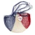 A large Filt1860 cotton mesh shopping bag that is blue, white, and red, styled like the French flag.
