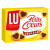 A 125 gram box of LU's petit cœur chocolate cookies. The box is decorated with heart-shaped cookies with large inlays of solid chocolate.