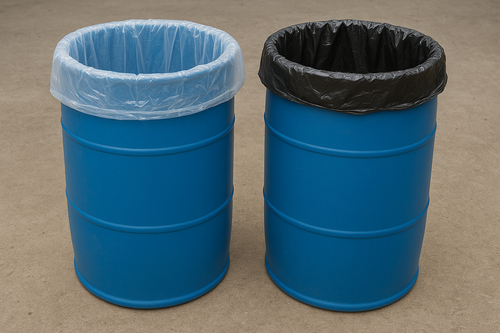 drum liners shown in black and clear