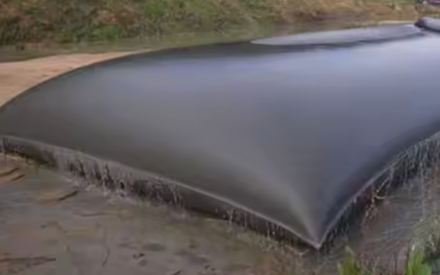 dewatering bag shown full of water