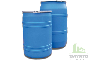 blue plastic 55 gallon drums