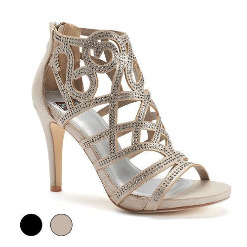Rhinestone Cutout Heels