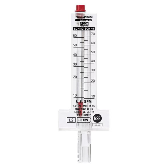 Sch. 40 PVC Flowmeter 10 - 70 gpm at 10 - 60 gpm at Schedule 80 Acrylic F-300 Se