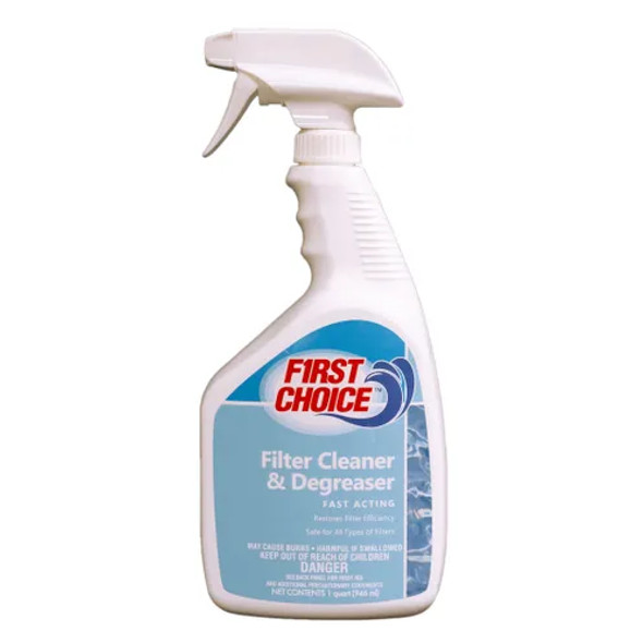 First Choice Filter Cleaner & Degreaser - Spray Bottle, 1 Quart - Filter Rejuvenation - Powerful Degreaser - Versatile Use - Easy Application - Trusted Pool Care Brand