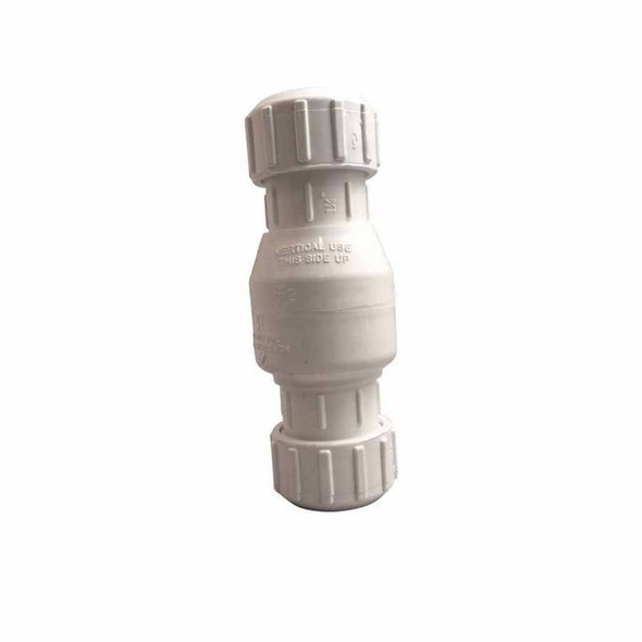 Swing Check Valve, 1-1/2"Slip White PVC 125 psi 1500 Series with Flow Control