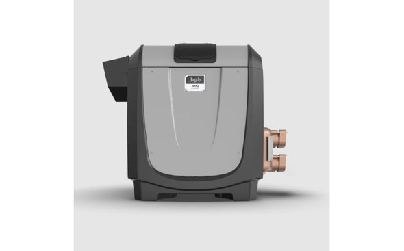 Jandy JXiQ400NC 400,000 BTU natural gas pool and spa heater — compact ASME model with bronze headers
