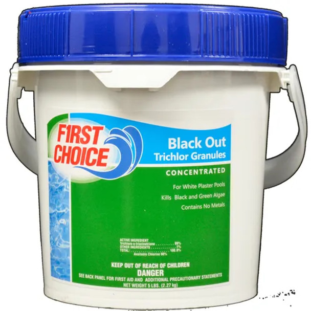 First Choice Black Out Shock, Granular Trichlor, 5 lb Pail First Choice Black Out Shock, Granular Trichlor, 5 lb Pail