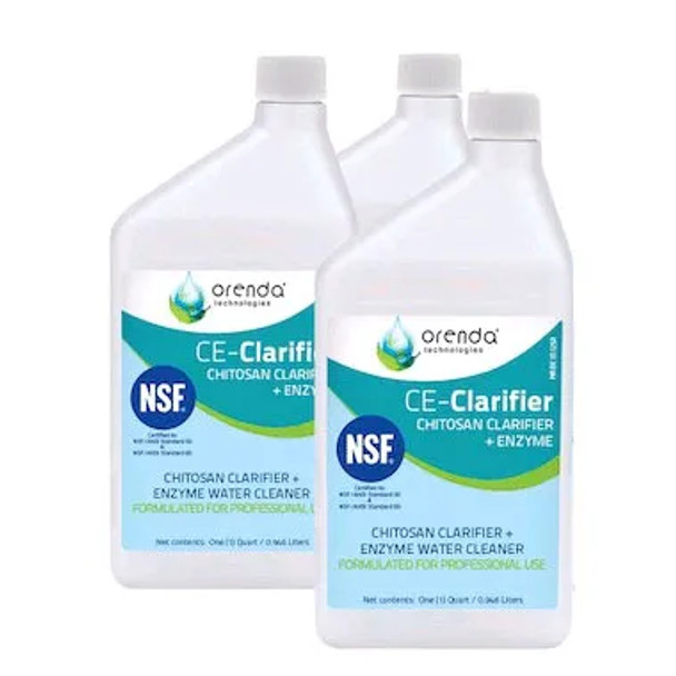 Orenda CE-Clarifier Chitosan Clarifier Plus Enzyme, 1 Quart Bottle - Chitosan Clarification - Enzymatic Cleaning - Scum Line Prevention - Boosted Filtration - Easy Application